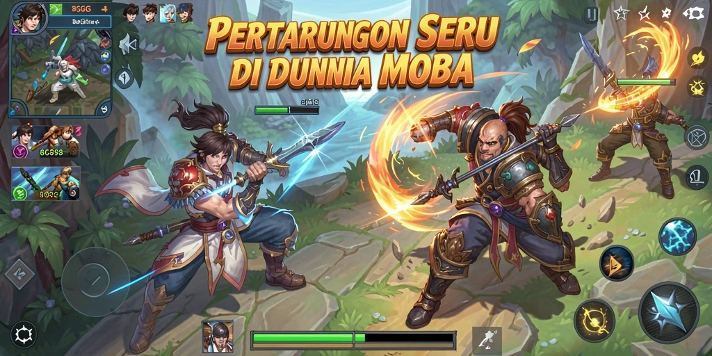 Screenshot gameplay 8G8G menampilkan aksi seru dalam pertarungan MOBA.