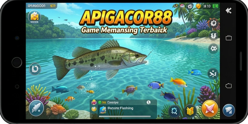 Tampilan gameplay seru dalam APIGACOR88 saat menangkap ikan.
