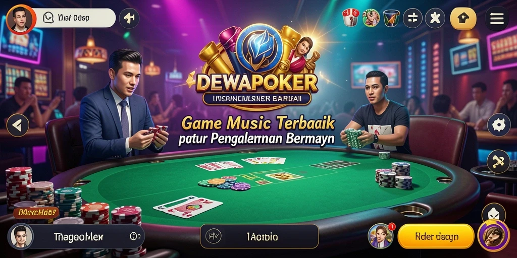 Tampilan gameplay DEWAPOKER yang penuh energi dan musik.