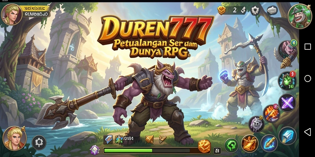Tampilan screenshot DUREN777 dengan aksi pertarungan yang seru dan karakter unik.