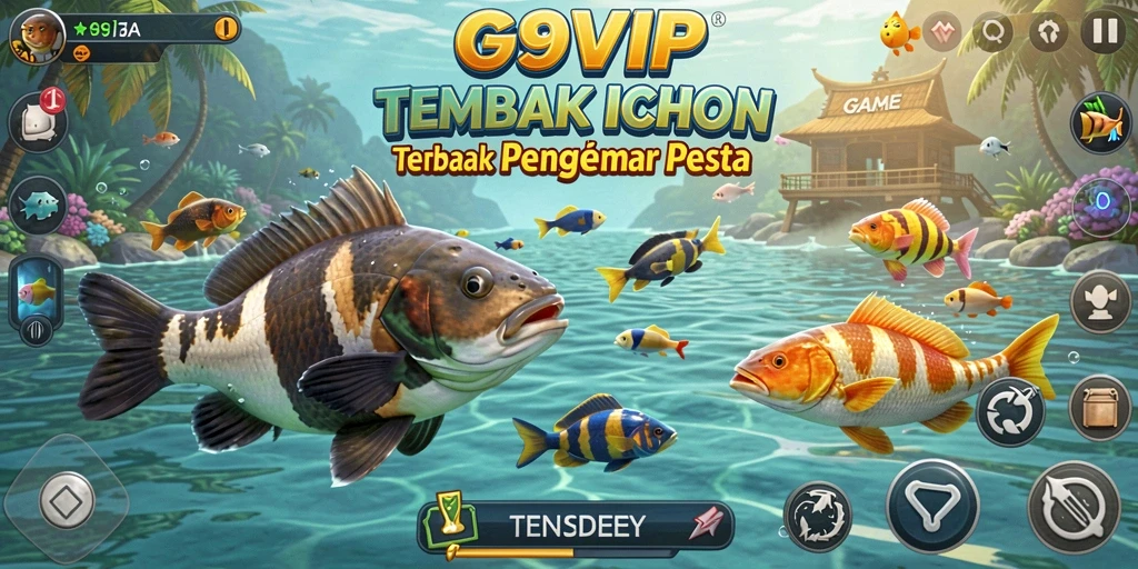 Gameplay seru G9VIP dengan berbagai jenis ikan untuk ditembak.
