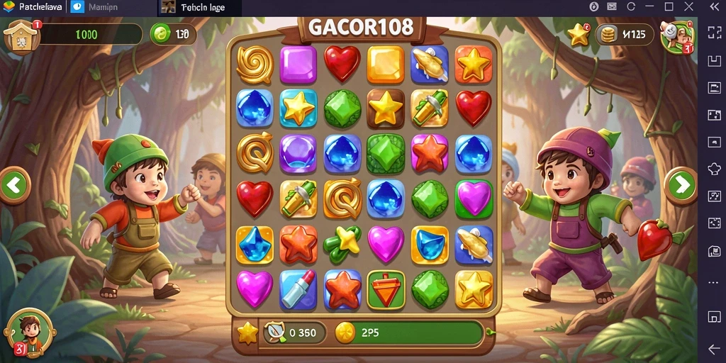 Screenshot GACOR108 menampilkan gameplay menarik dari permainan Match-3.