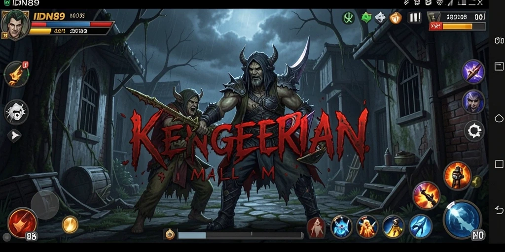 Screenshot gameplay seram dari IDN89 menunjukkan suasana yang mencekam.