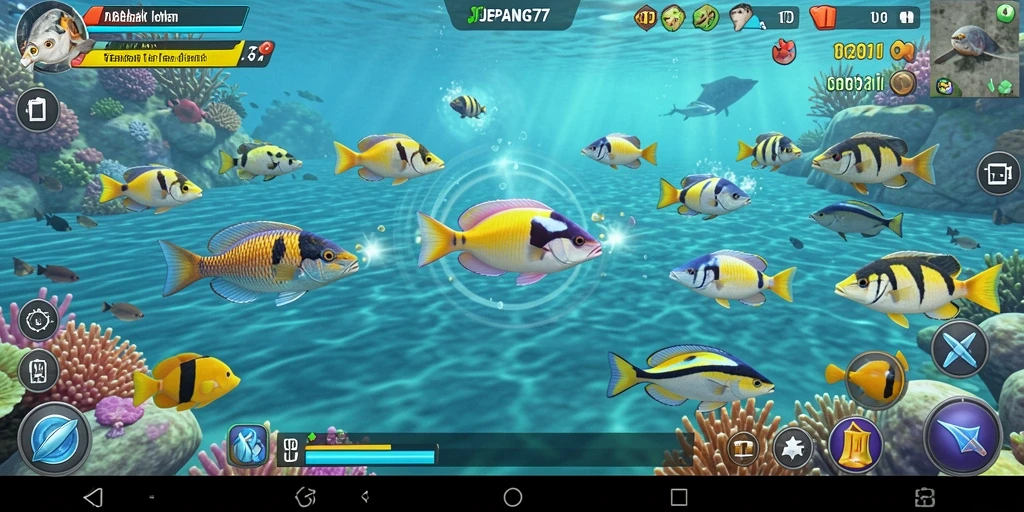 Gameplay seru JEPANG77 saat menangkap ikan.