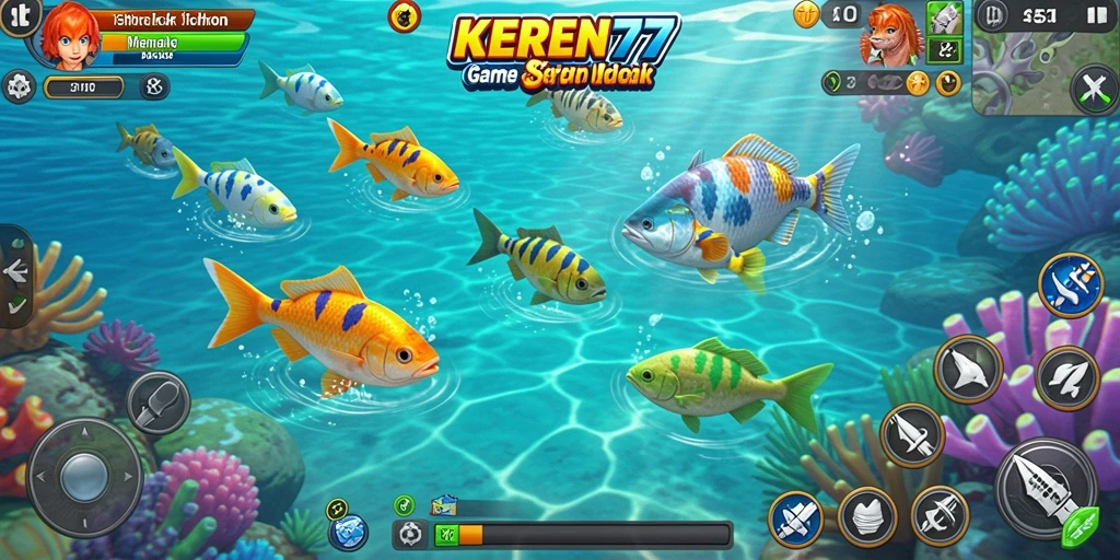 Screenshot gameplay KEREN77 menampilkan aksi seru menembak ikan.