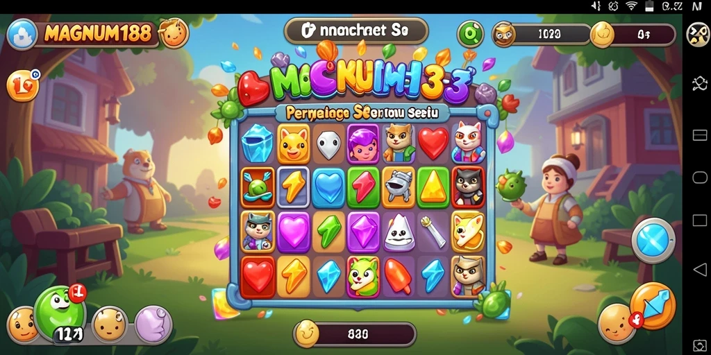 Gameplay seru MAGNUM188 dengan grafik menarik dan tantangan Match-3.