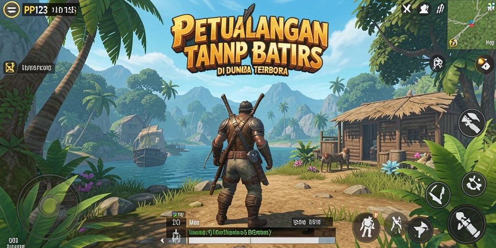 Screenshot gameplay PP123 yang menampilkan dunia terbuka yang memukau.