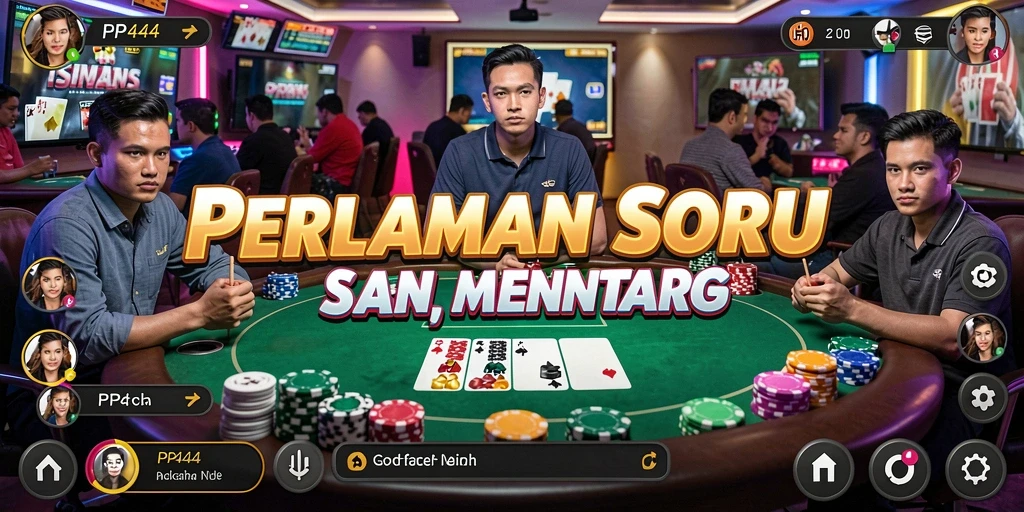 Tangkapan layar utama PP444 menunjukkan gameplay poker yang mendebarkan.