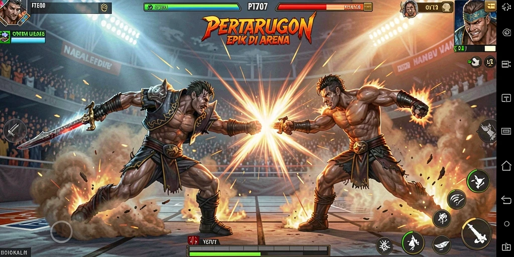 Screenshot menunjukkan pertarungan seru antar karakter dalam PT707.