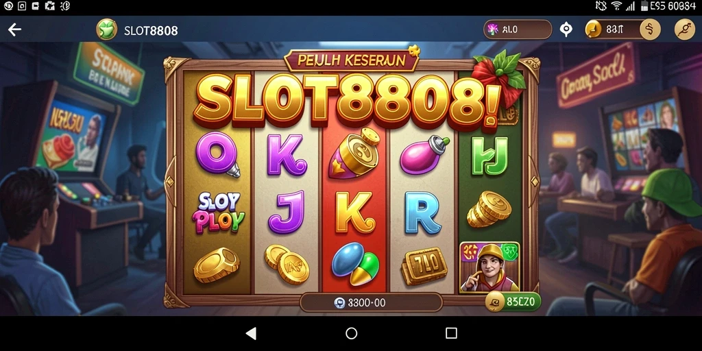Screenshot menunjukkan gameplay SLOT8808 yang menarik dan penuh warna.