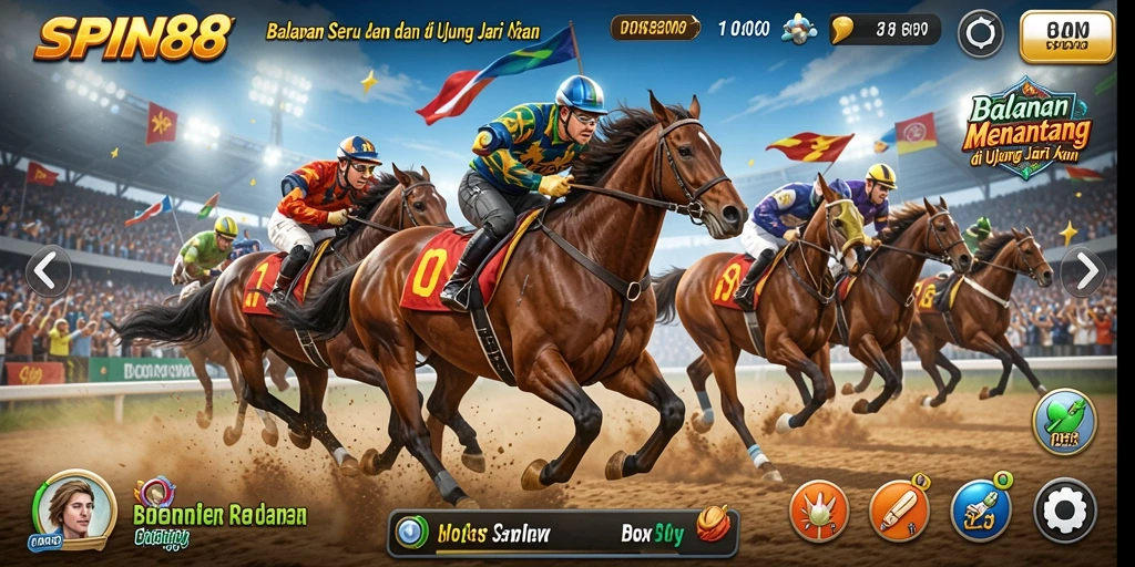 Tampilan gameplay SPIN88 yang mendebarkan saat balapan.
