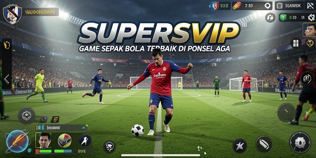 Tampilan gameplay SUPERSVIP yang menakjubkan saat pertandingan sepak bola.
