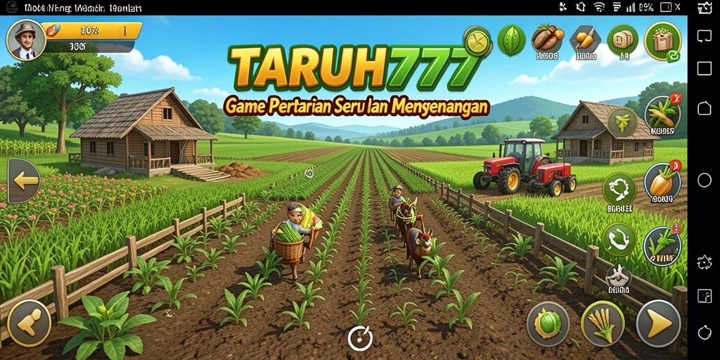 Screenshot utama TARUH777 menampilkan gameplay pertanian yang menarik.
