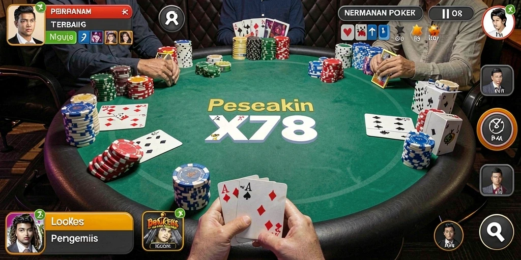 Tampilan gameplay Poker yang mendebarkan di X78.