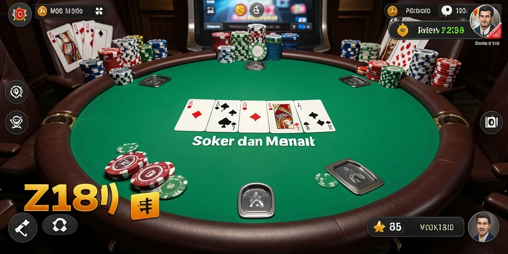 Tampilan gameplay seru Z18 saat bermain Poker dengan teman-teman.